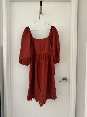Mango Burnt Orange Dress with Elastic Waist